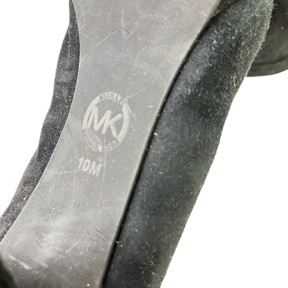 MICHAEL KORS Genuine Leather High Heels Suede Solid Black Pumps Shoes sz 10 - Picture 14 of 16